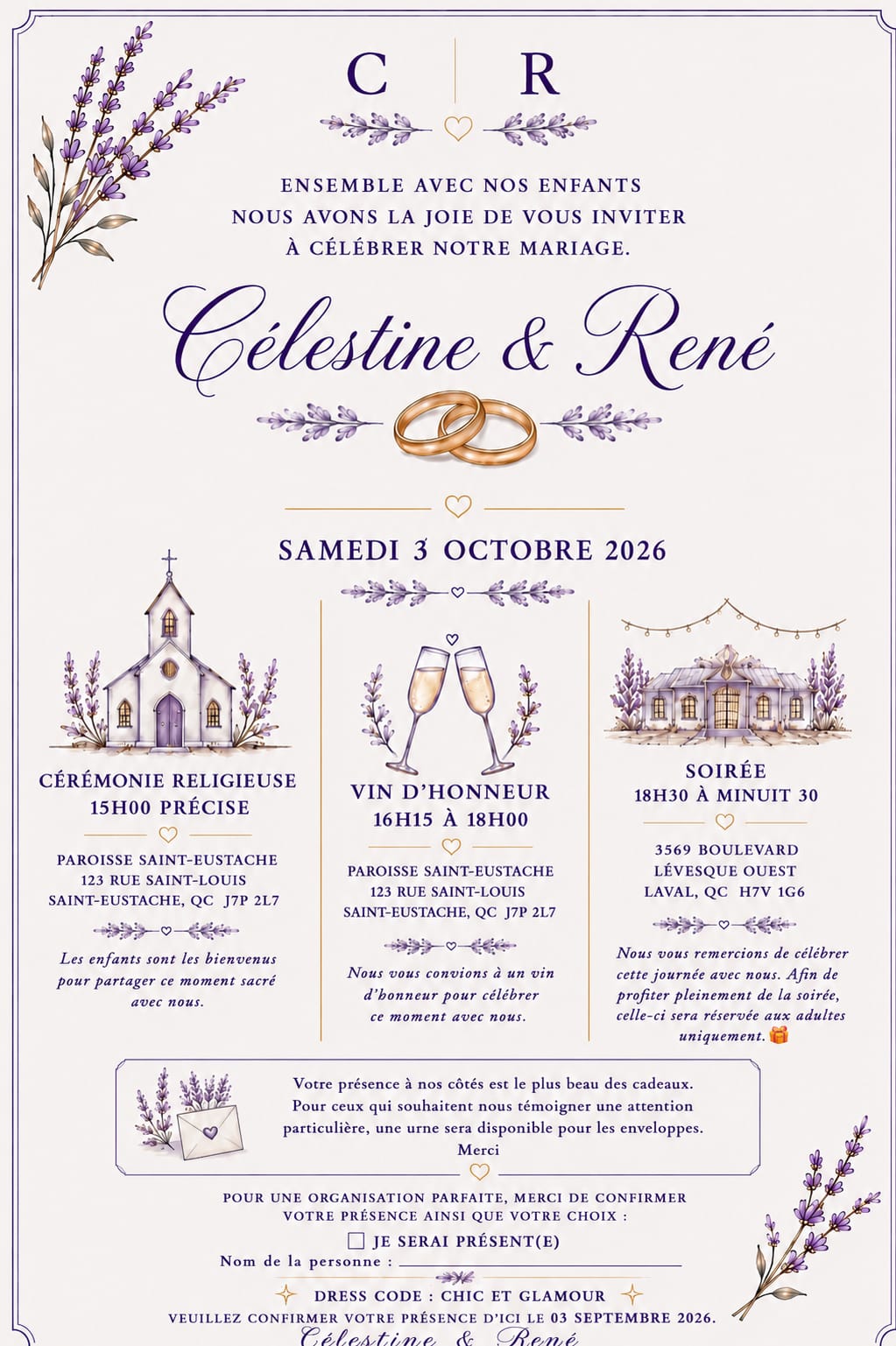 Billet d'invitation au mariage